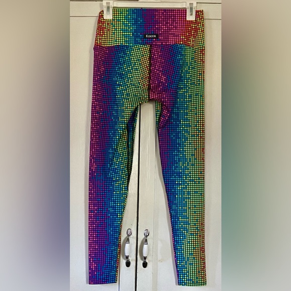 K-DEER Disco Dot Rainbow Athletic Leggings - Picture 4 of 8